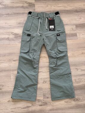 Women’s Cargo Snow Pants in Sage Green - Dope Snow